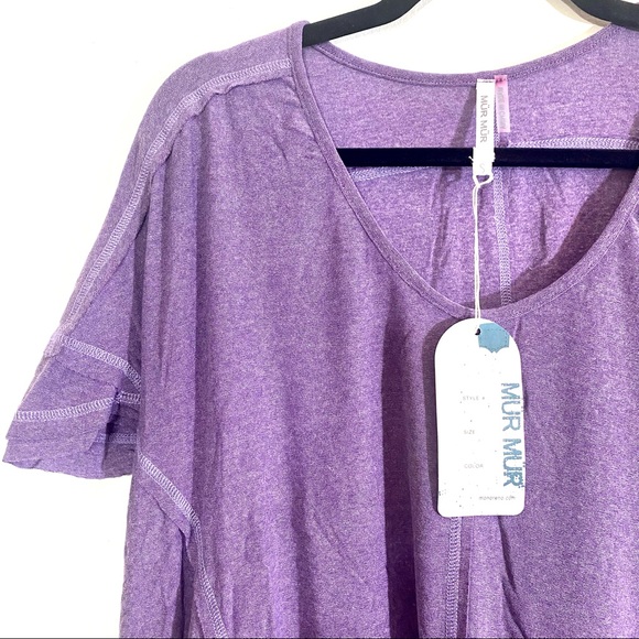 Lilac purple inside-out seam curved hem loose top. NEW! - Picture 15 of 16